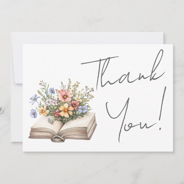Cartão De Agradecimento Book Floral Thank You (Frente)