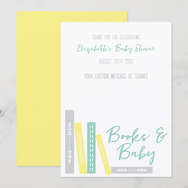Cartão De Agradecimento Books Baby Shower (Frente/Verso)