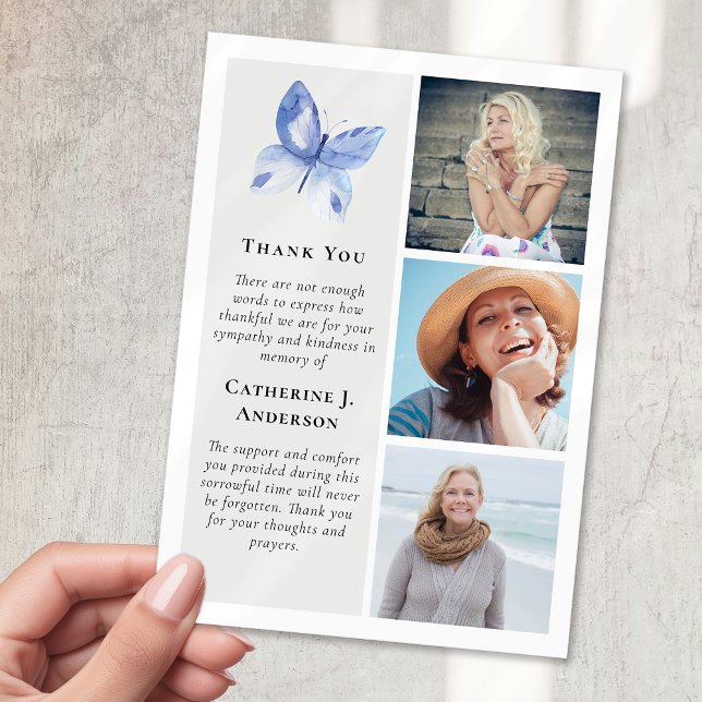 Cartão De Agradecimento Borboleta 3 Foto Simpatia Funeral (Criador carregado)