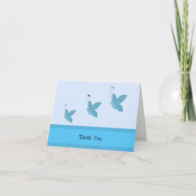 Cartão De Agradecimento Borboleta Azul Obrigado (Frente)