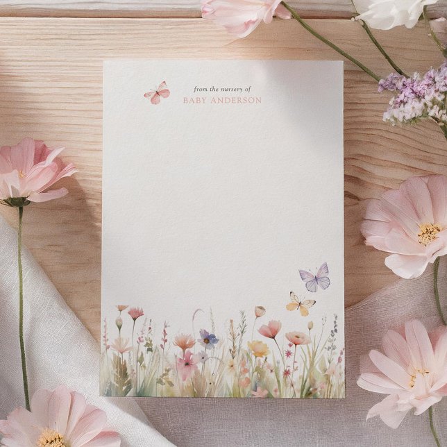 Cartão De Agradecimento Borboleta Chá de fraldas de flor selvagem (Criador carregado)