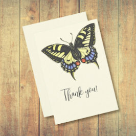 Cartão De Agradecimento Borboleta Colorida Vintage
