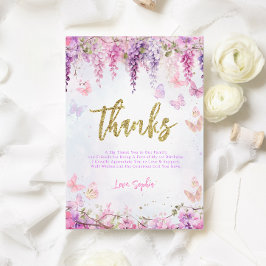 Cartão De Agradecimento Borboleta Dourada Mágica Wisteria Aniversário Infa