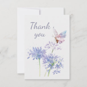Cartão De Agradecimento Borboleta e Flores de Jardim Obrigado