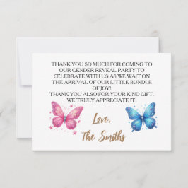 Cartão De Agradecimento borboleta fofinha Horto do Partido Revelação do Gê