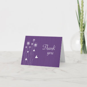 Cartão De Agradecimento Borboleta roxa floral casamento obrigado