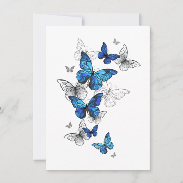 Cartão De Agradecimento Borboletas Azuis Morpho (Frente)