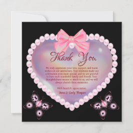 Cartão De Agradecimento Borboletas do Aniversário do Casamento Pearl Preto