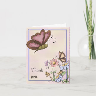 Cartão De Agradecimento Borboletas e flores Obrigado