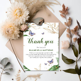 Cartão De Agradecimento Borboletas e verde | Funeral Obrigado