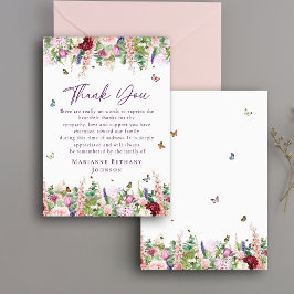 Cartão De Agradecimento Borboletas Florais Celebração Memorial da Vida