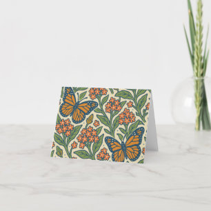 Cartão De Agradecimento Borboletas Monarch e Flores de Milkweed