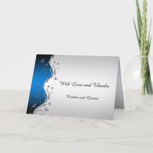 Cartão De Agradecimento Borboletas Ornamentais Casamento Prata Gradiente A