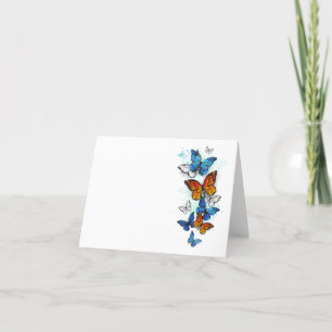 Cartão De Agradecimento Borboletas voadoras Morpho e Monarca