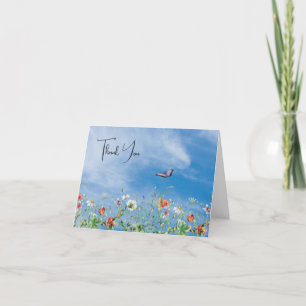 Cartão De Agradecimento Borda de Flor Selvagem e Borboleta Obrigado