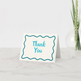 Cartão De Agradecimento Borda Mínima Wavy Whimsical Teal Manuscrito