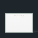 Cartão De Agradecimento Borda Minimalista de Hortelã e Salva Personalizada<br><div class="desc">Cartão de agradecimento com nome de rótulo personalizado e borda minimalista de hortelã e salva</div>