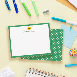 Cartão De Agradecimento Borda Verde de Girassol Personalizada