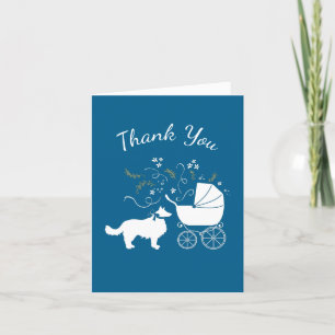Cartão De Agradecimento Border Collie Dog Baby Shower Puppy Blue Boy