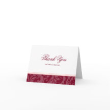 Borgonha e Rosa Desmaiado Damask Swirl Obrigado