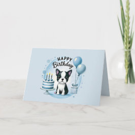 Cartão De Agradecimento Boston Terrier Birthday Card - watercolor print 