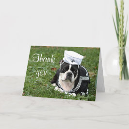 Cartão De Agradecimento Boston terrier cão marinheiro