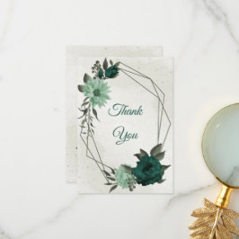 Cartão De Agradecimento botânica das flores verdes esmeraldas