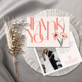 Cartão De Agradecimento Botânica de Foto em Negrito Minimalista