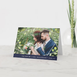 Cartão De Agradecimento Botânica Moderna| Silver Geo com Foto Obrigado