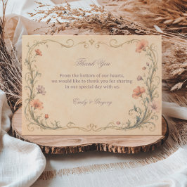 Cartão De Agradecimento Botânica Pastel Vintage