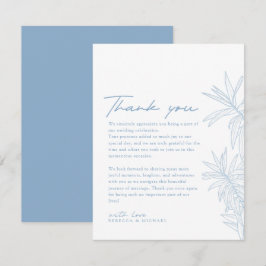 Cartão De Agradecimento Botânica Simples Desenhada à Mão Azul Dusty