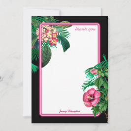 Cartão De Agradecimento Botânica Tropical Neon Pink