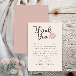 Cartão De Agradecimento Botanical Baby Shower Thank You Card Blush Pink