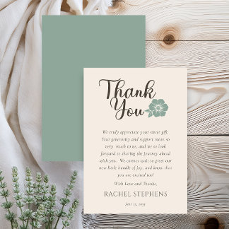 Cartão De Agradecimento Botanical Baby Shower Thank You Card Sage