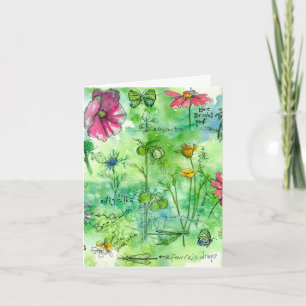 Cartão De Agradecimento Botanical Sketchbook Watercolor Flowers Thank You