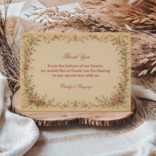 Cartão De Agradecimento Botânico Floral Vintage