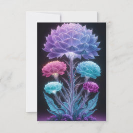 Cartão De Agradecimento Botânicos Radiantes: Arte de Sangue Neon e Pastel