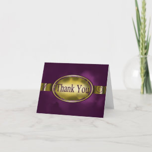 Cartão De Agradecimento Botão Floral Roxo e Dourado