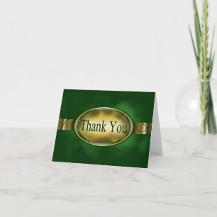 Cartão De Agradecimento Botão Floral Verde e Dourado
