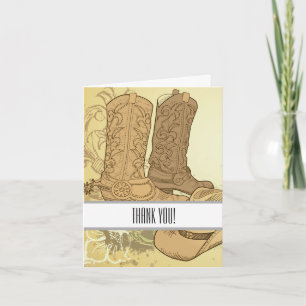 Cartão De Agradecimento Botas de Cowboy/Cowgirl Western Obrigado