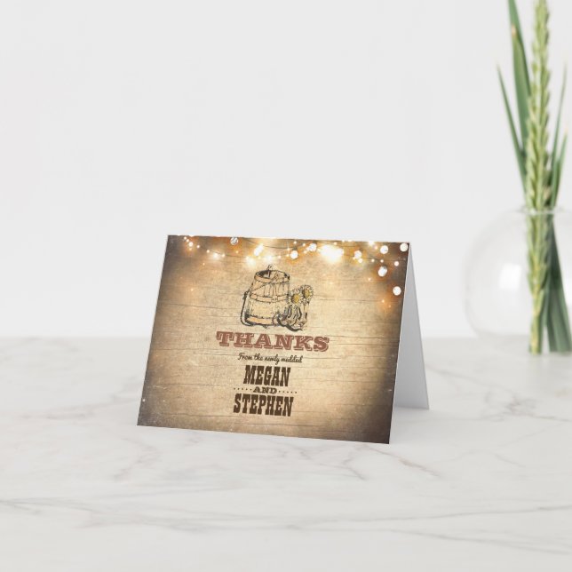 Cartão De Agradecimento Botas de Cowboy Rústico Casamento Country Agradeci (Frente)