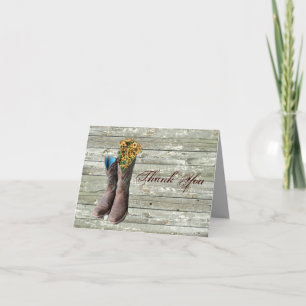 Cartão De Agradecimento botas de cowboy western country casamento obrigado
