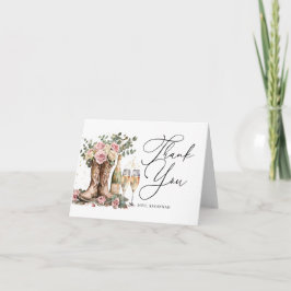 Cartão De Agradecimento Botas e Bolhas Chique Rustic Western Chá de Noiva