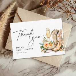 Cartão De Agradecimento Botas e Espumante Chá de Noiva Western