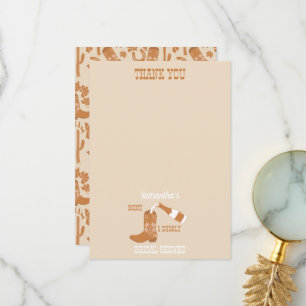 Cartão De Agradecimento Botas Espumantes Rústicas Country Western Chá de N