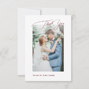 Cartão De Agradecimento Bourgundy DIY cores Luxe Script Weding Obrigado