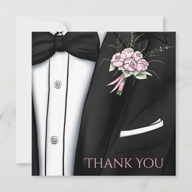 Cartão de Agradecimento - Boutonniere Sofisticada  (Frente)