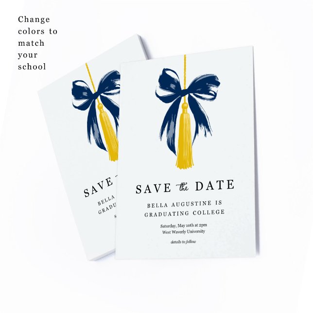 Cartão De Agradecimento Bow Graduation Save the Date Insert Card (Criador carregado)