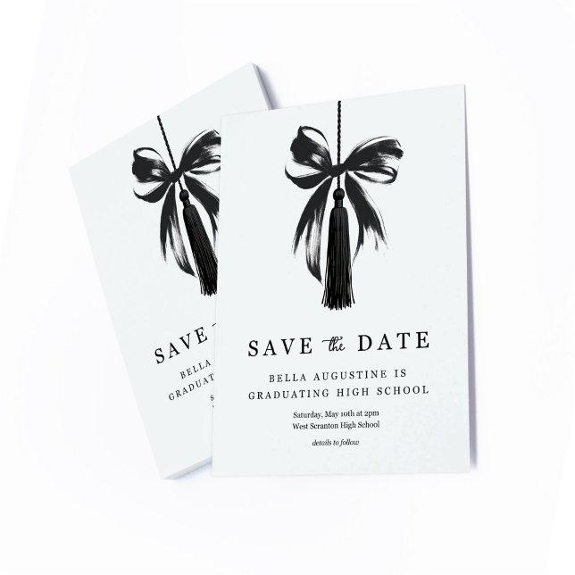 Cartão De Agradecimento Bow Graduation Save the Date Insert Card (Criador carregado)