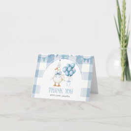 Cartão De Agradecimento Bow One Silly Goose 1st Birthday Blue Gingham